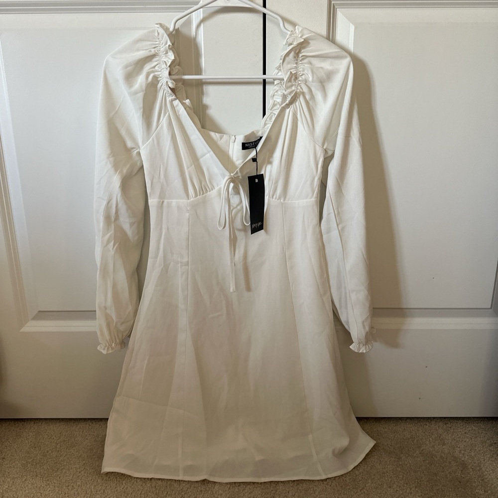 Nasty Gal white long sleeve dress